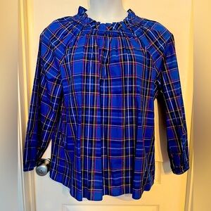 Talbots Vibrant Blue Plaid Top